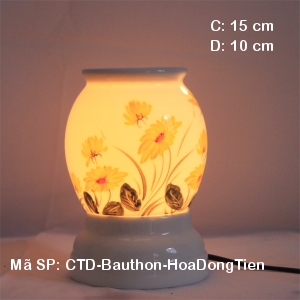 Đèn đốt tinh dầu hoa Đồng Tiền| Dáng bầu thon| gốm sứ Bảo Minh Đèn đốt tinh dầu hoa Đồng Tiền| Dáng bầu thon| gốm sứ Bảo Minh