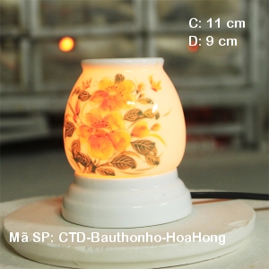 Đèn tinh dầu Hoa Hồng | Dáng bầu thon|Sứ Bảo Minh Đèn tinh dầu Hoa Hồng | Dáng bầu thon|Sứ Bảo Minh