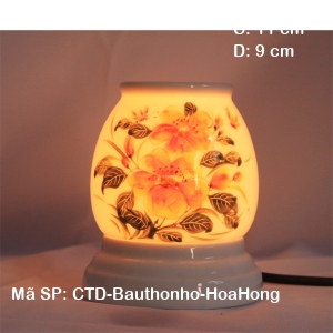 Đèn tinh dầu Hoa Hồng | Dáng bầu thon|Sứ Bảo Minh Đèn tinh dầu Hoa Hồng | Dáng bầu thon|Sứ Bảo Minh