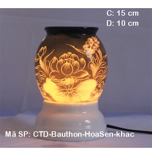 Đèn xông tinh dầu khắc Hoa Sen| Dáng bầu thon|Sứ Bảo Minh Đèn xông tinh dầu khắc Hoa Sen| Dáng bầu thon|Sứ Bảo Minh