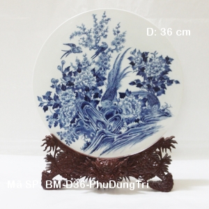 Tranh sứ hoa văn Phù Dung Trĩ|Tranh trang tri D36|Sứ Bảo Minh Tranh sứ hoa văn Phù Dung Trĩ|Tranh trang tri D36|Sứ Bảo Minh