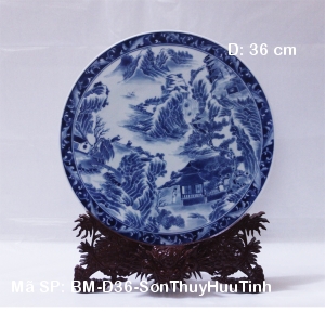 Tranh sứ hoa văn Sơn Thủy Hữu Tình|Tranh trang tri D36|Sứ Bảo Minh